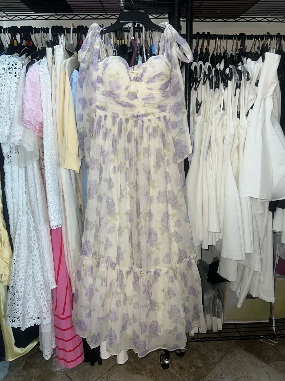 NWT Petal & Pup Floret Lavender Floral Corset Tulle Midi Dress - Picture 9 of 13